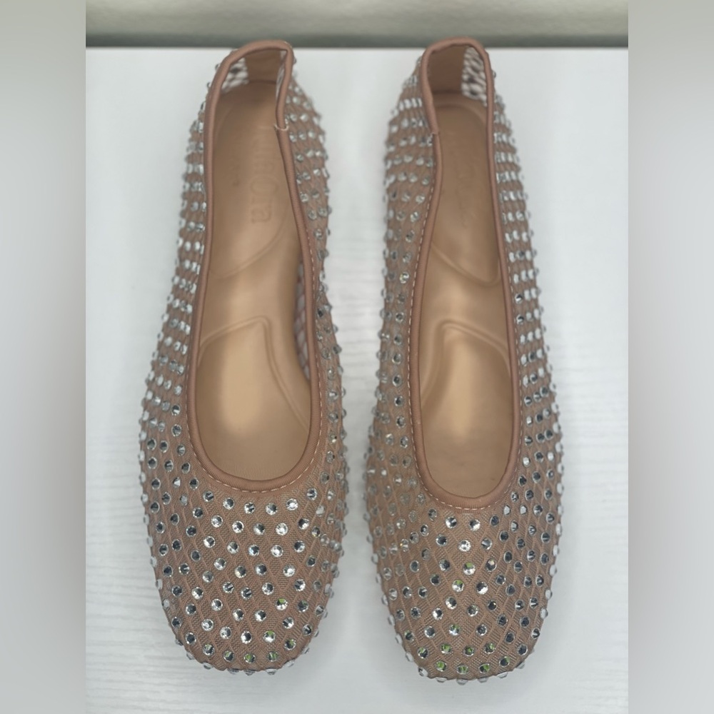 Primark Rita Ora Tan Rhinestone Embellished Flats size 7-8